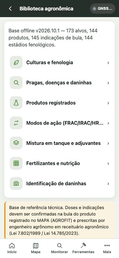 Tela real do Field: Referência disponível offline